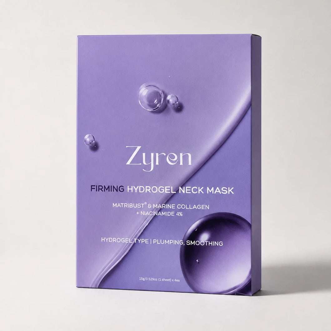 Box of Zyren Firming Hydrogel Neck Mask with Matribust, marine collagen and niacinamide 4%